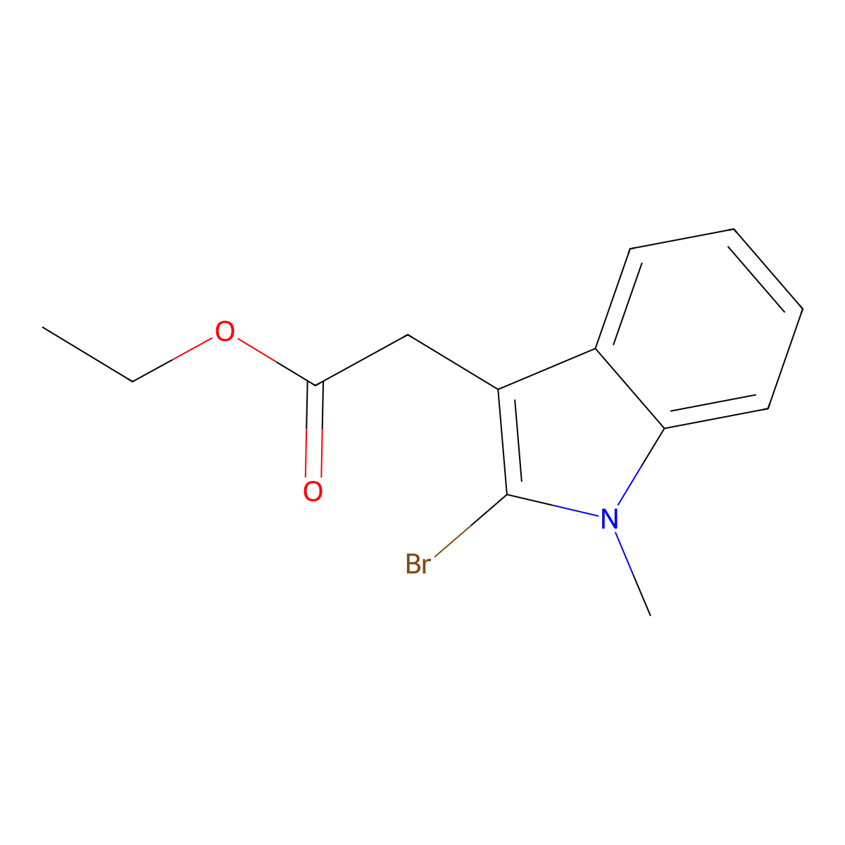 Ethyl 2-(2-bromo-1-methyl-1H-indol-3-yl)acetate molecular structure, CAS 786704-07-2