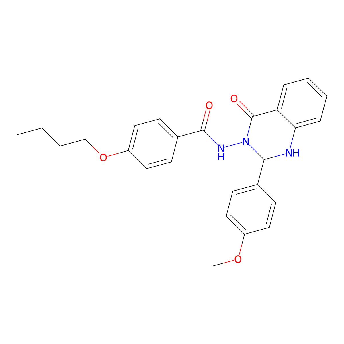 4-butoxy-N-(2-(4-methoxy-phenyl)-4-oxo-1,4-dihydro-2H-quinazolin-3-yl)-benzamide molecular structure, CAS 786706-21-6