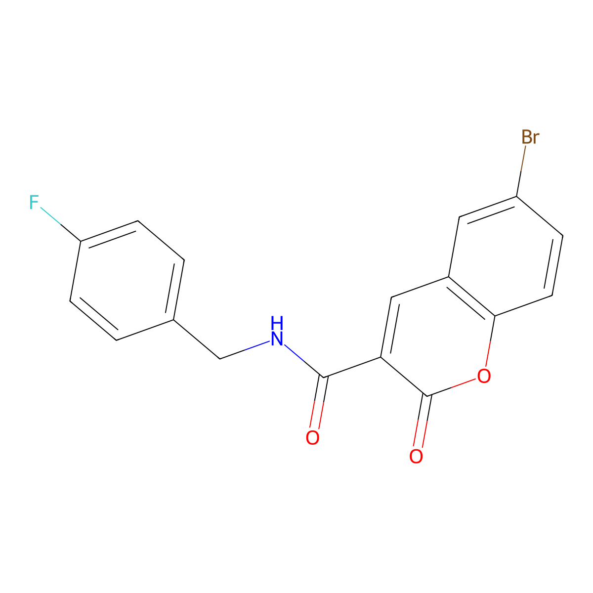 6-bromo-N-[(4-fluorophenyl)methyl]-2-oxo-2H-chromene-3-carboxamide molecular structure, CAS 786717-86-0