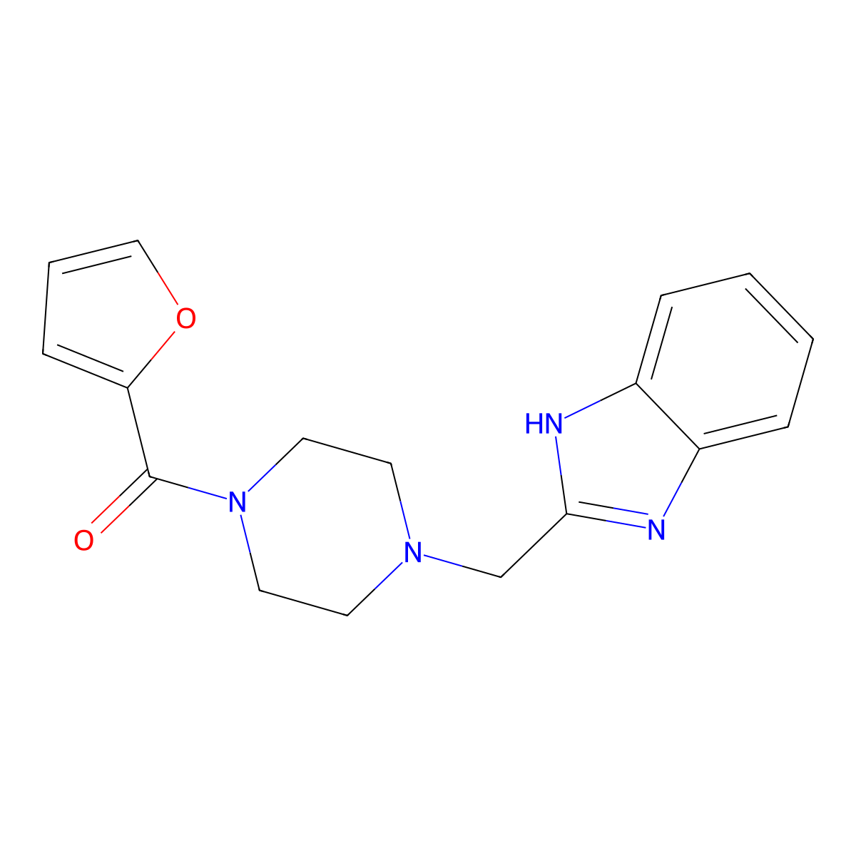 (4-((1H-benzo[d]imidazol-2-yl)methyl)piperazin-1-yl)(furan-2-yl)methanone molecular structure, CAS 786718-39-6