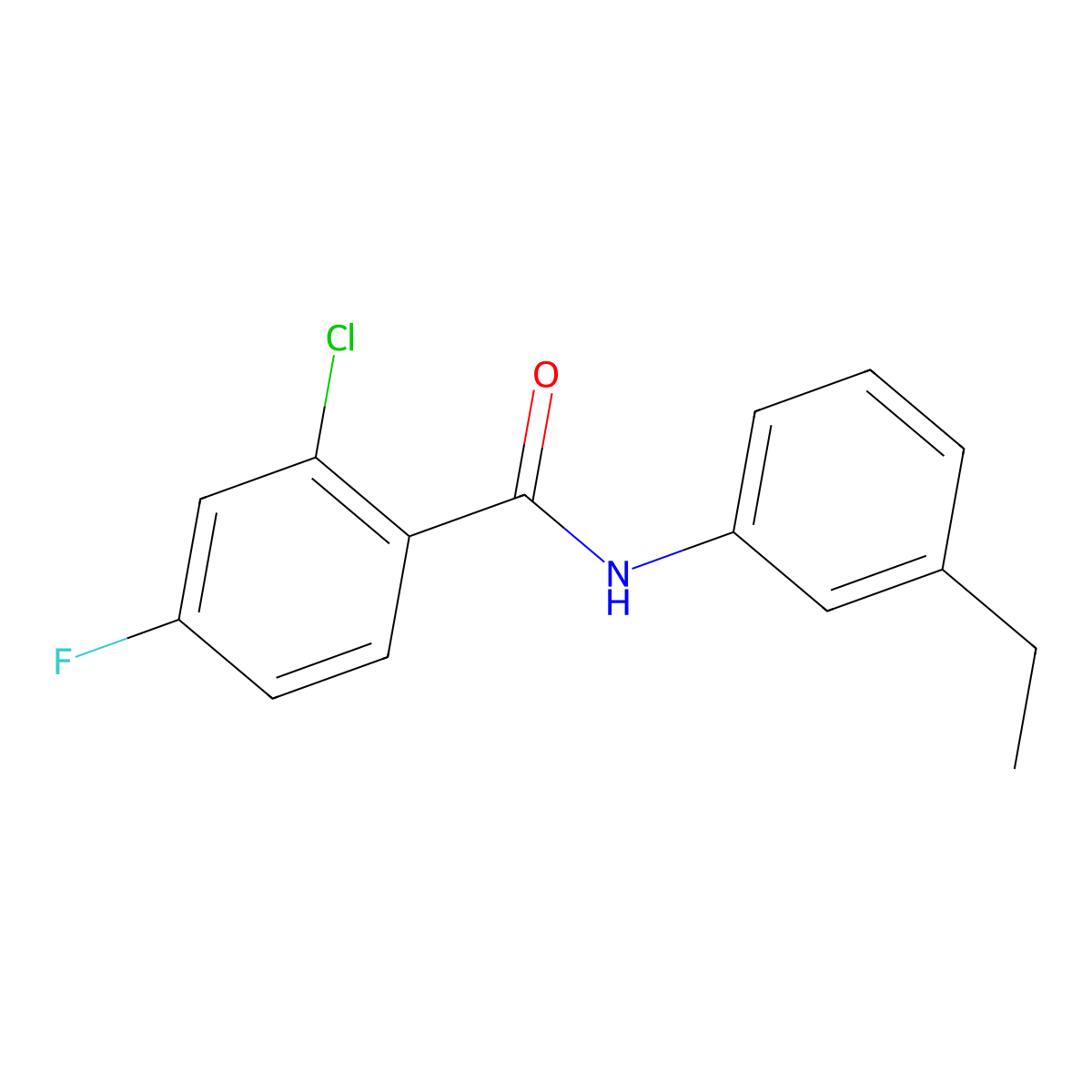 2-chloro-N-(3-ethylphenyl)-4-fluorobenzamide molecular structure, CAS 786721-46-8