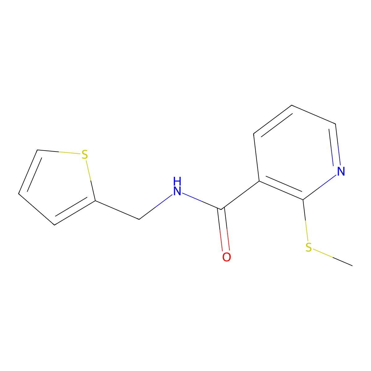 2-methylsulfanyl-N-(thiophen-2-ylmethyl)pyridine-3-carboxamide molecular structure, CAS 786724-50-3