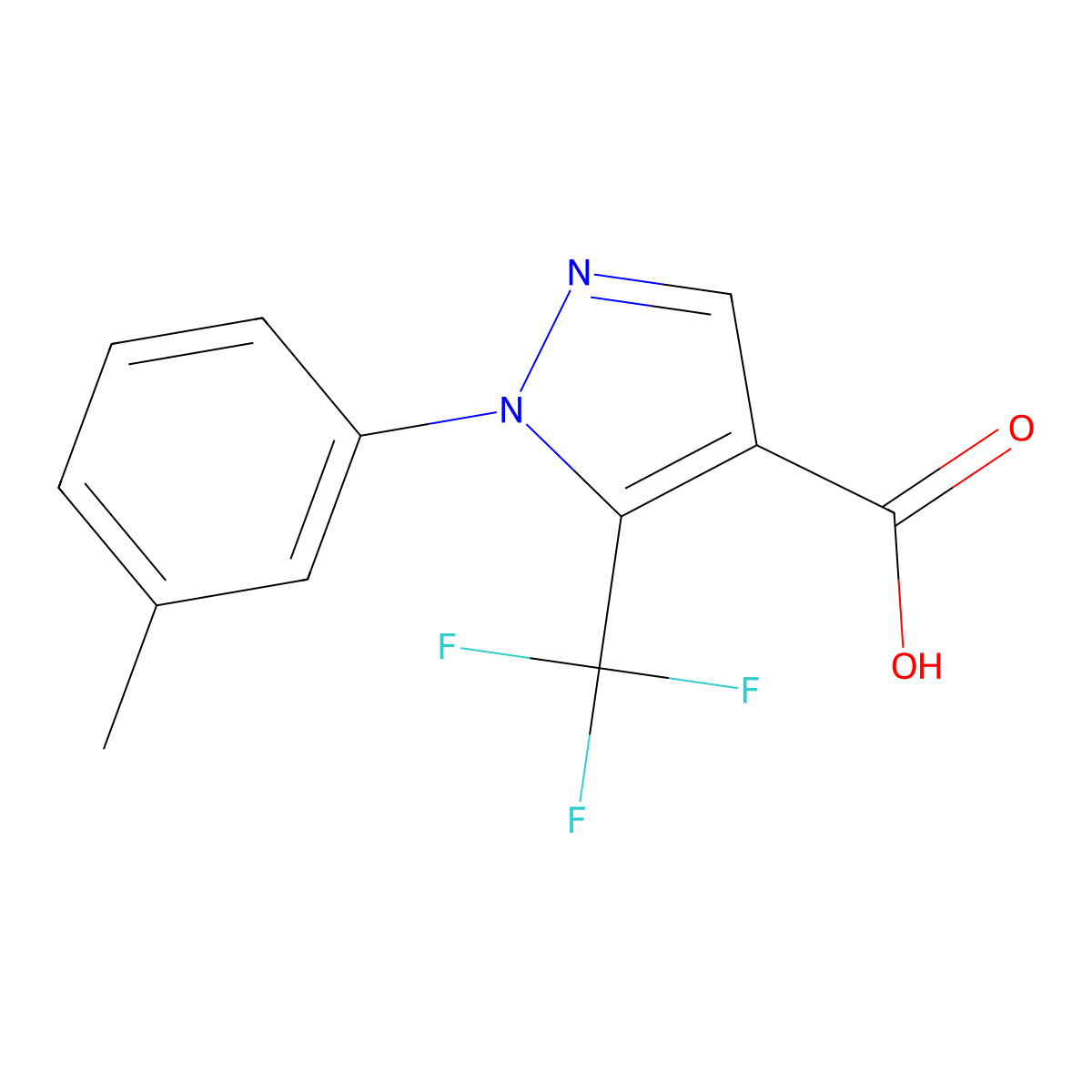 1-(3-methylphenyl)-5-(trifluoromethyl)-1H-pyrazole-4-carboxylic acid molecular structure, CAS 786726-99-6