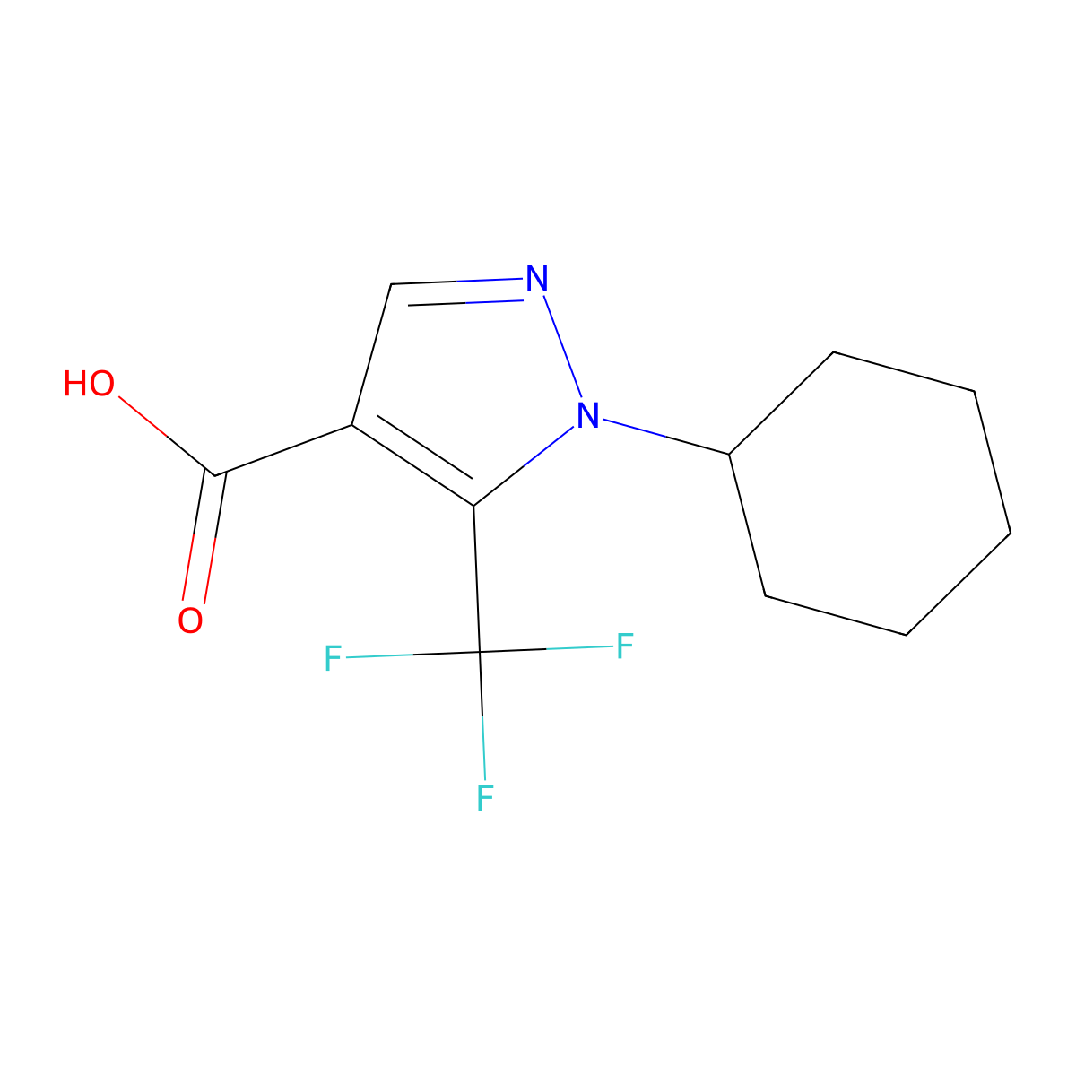 1-cyclohexyl-5-(trifluoromethyl)-1H-pyrazole-4-carboxylic acid molecular structure, CAS 786727-04-6