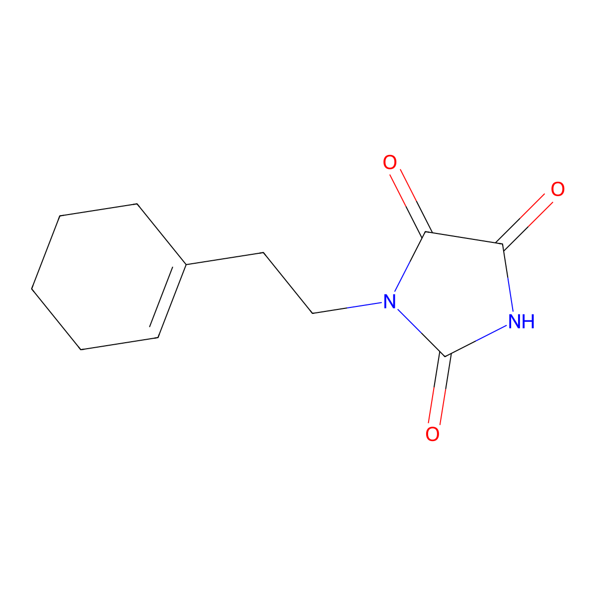 1-(2-Cyclohex-1-en-1-ylethyl)imidazolidine-2,4,5-trione molecular structure, CAS 786728-84-5