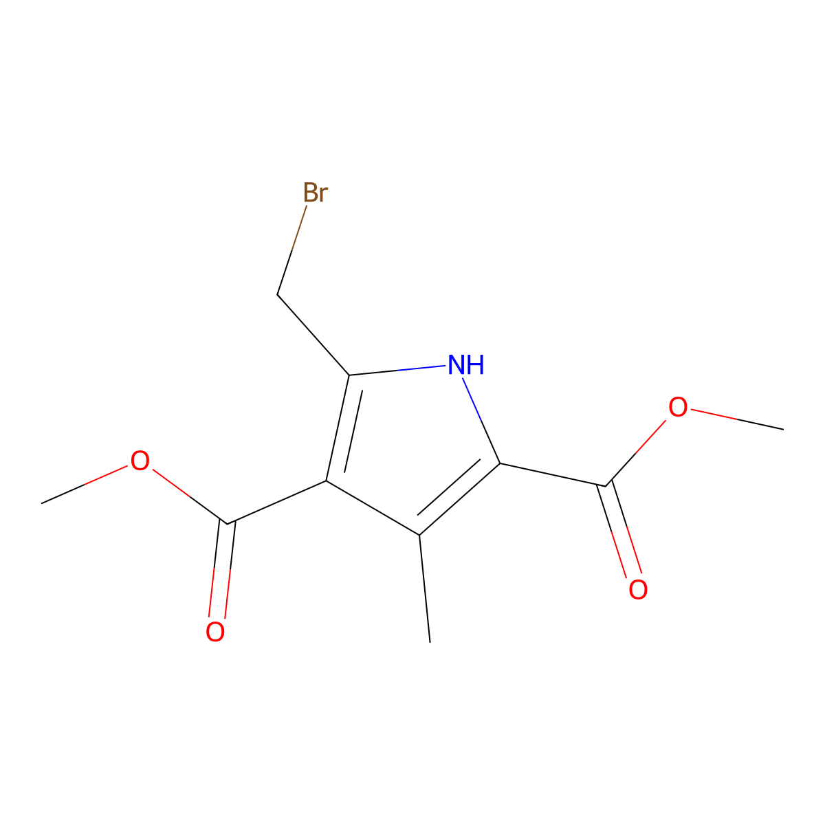 dimethyl 5-(bromomethyl)-3-methyl-1H-pyrrole-2,4-dicarboxylate molecular structure, CAS 786728-88-9