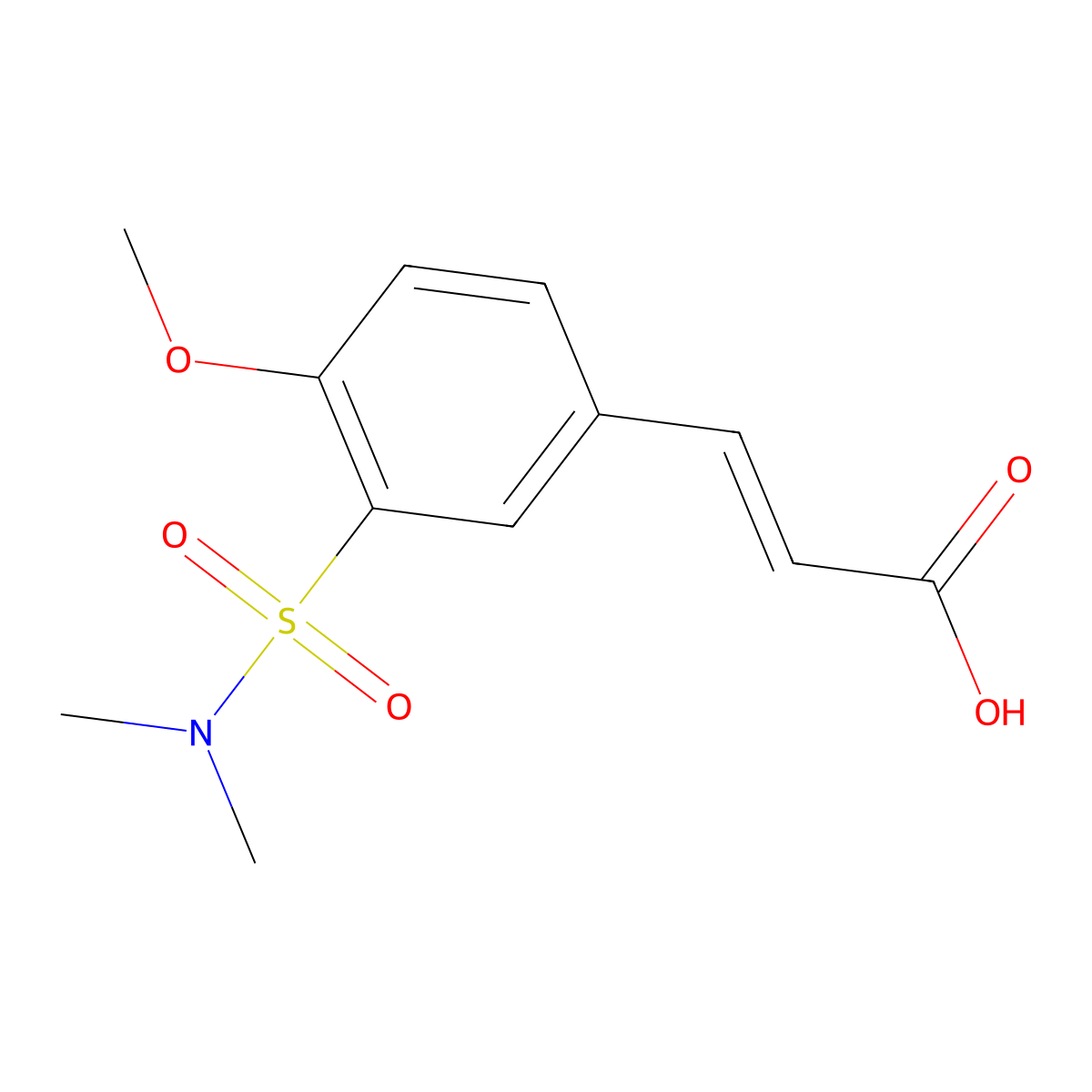 (2E)-3-[3-(dimethylsulfamoyl)-4-methoxyphenyl]prop-2-enoic acid molecular structure, CAS 786729-13-3