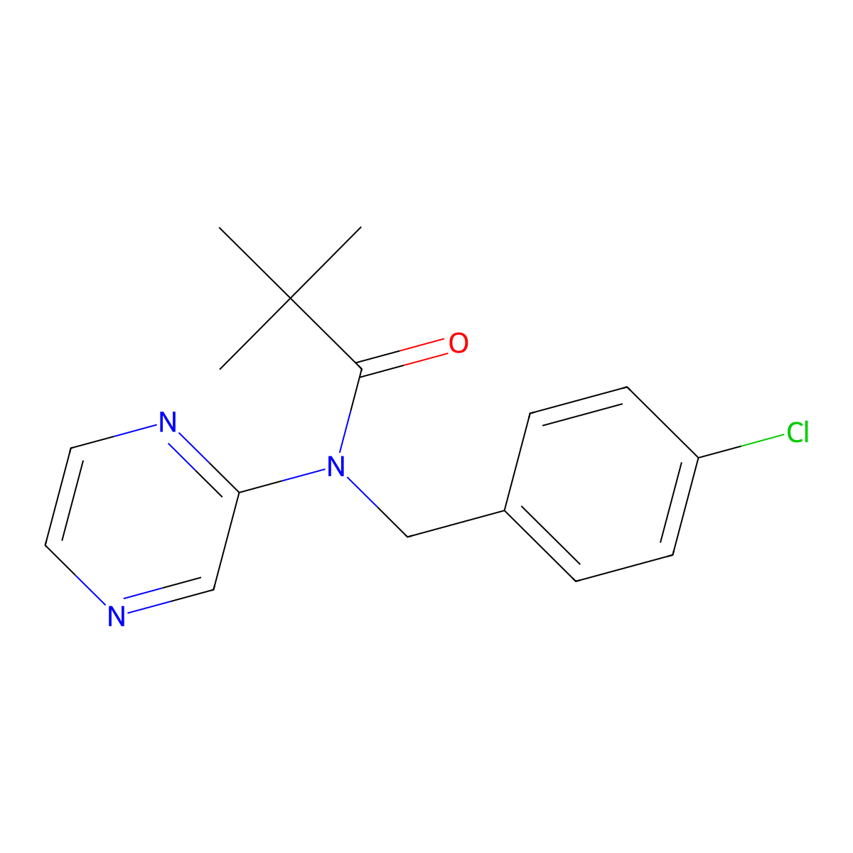 N-(4-chlorobenzyl)-2,2-dimethyl-N-(2-pyrazinyl)propanamide molecular structure, CAS 78675-25-9