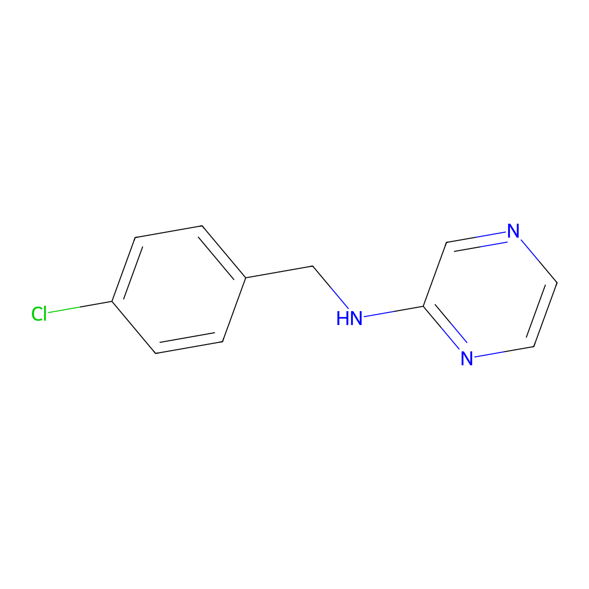 N-[(4-chlorophenyl)methyl]pyrazin-2-amine molecular structure, CAS 78675-97-5