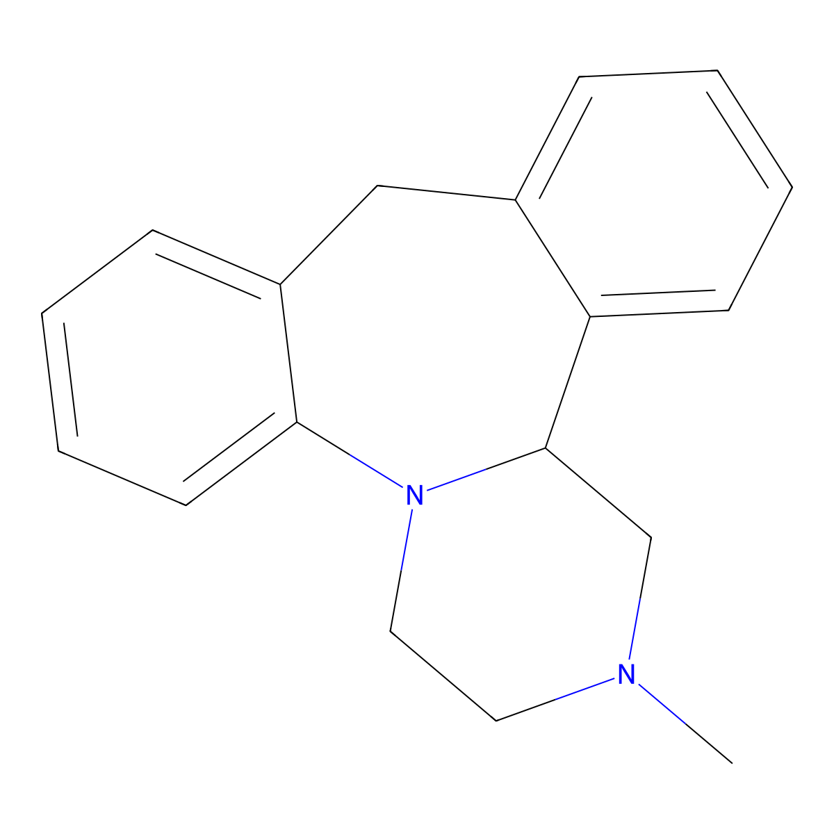 Dibenzo(c,f)pyrazino(1,2-a)azepine, 1,2,3,4,10,14b-hexahydro-2-methyl-, (14bR)- molecular structure, CAS 78684-63-6