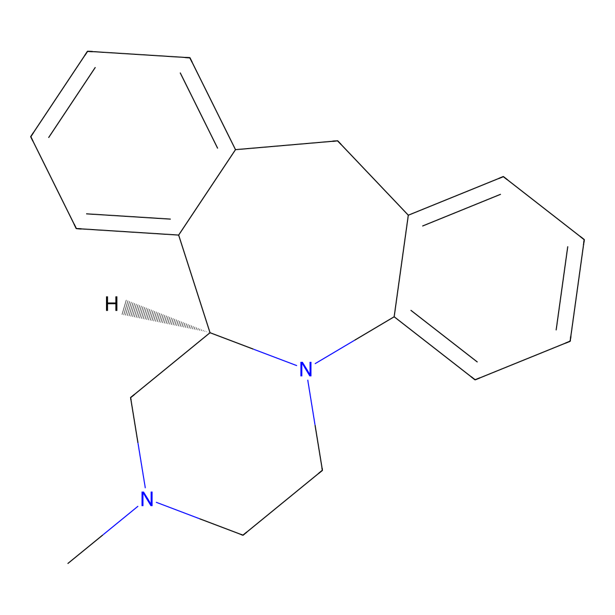 Dibenzo(c,f)pyrazino(1,2-a)azepine, 1,2,3,4,10,14b-hexahydro-2-methyl-, (14bR)- molecular structure, CAS 78684-63-6