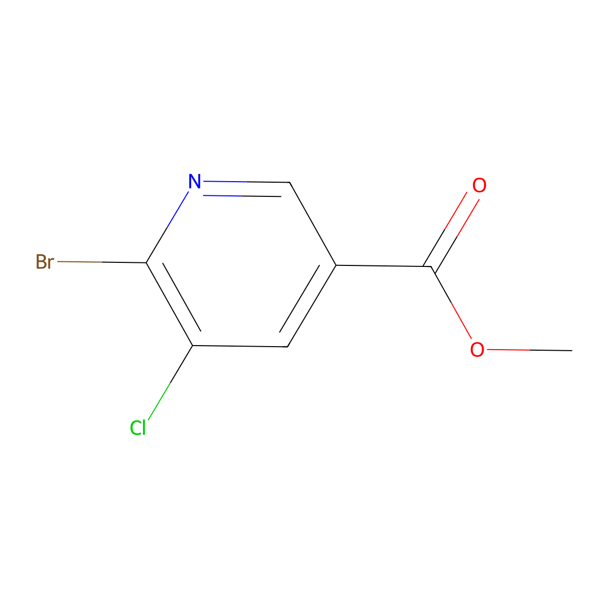 Methyl 6-bromo-5-chloropyridine-3-carboxylate molecular structure, CAS 78686-80-3