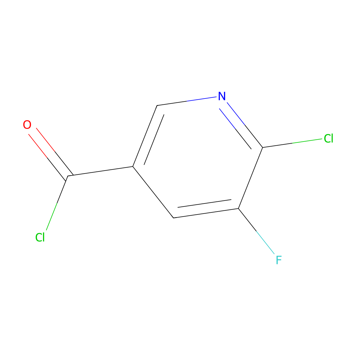 6-Chloro-5-fluoronicotinoyl chloride molecular structure, CAS 78686-85-8