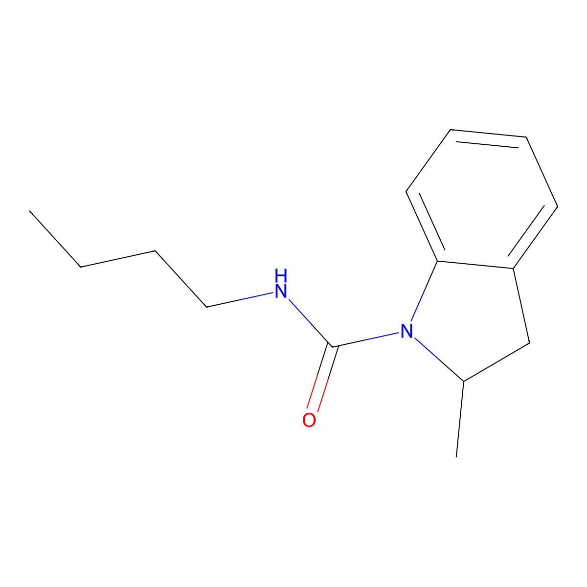 N-butyl-2-methyl-1-indolinecarboxamide molecular structure, CAS 78692-44-1