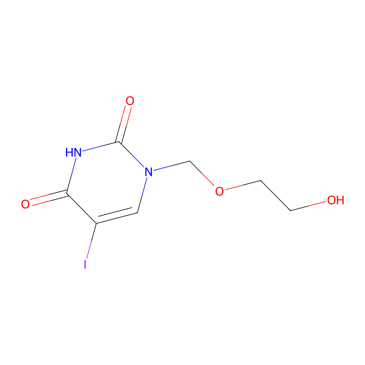 1-((2-Hydroxyethoxy)methyl)-5-iodouracil molecular structure, CAS 78692-74-7