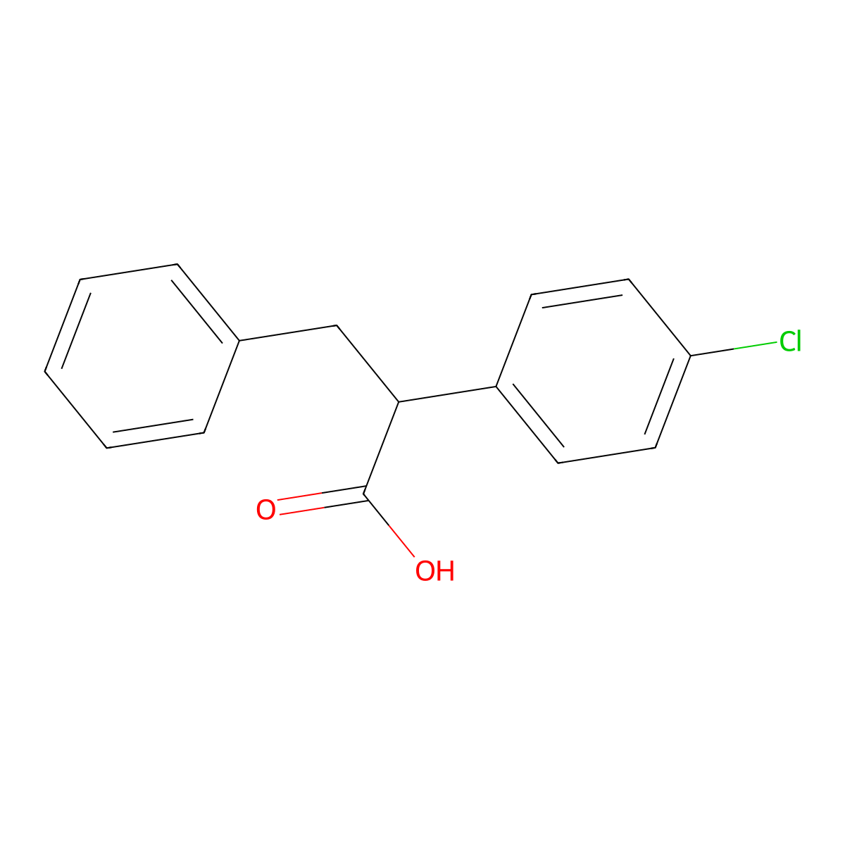 2-(4-Chlorophenyl)-3-phenylpropanoic acid molecular structure, CAS 787-27-9
