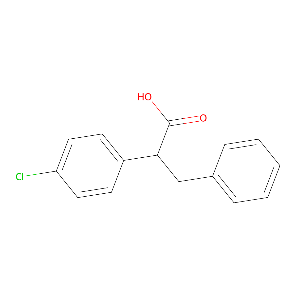 2-(4-Chlorophenyl)-3-phenylpropanoic acid molecular structure, CAS 787-27-9