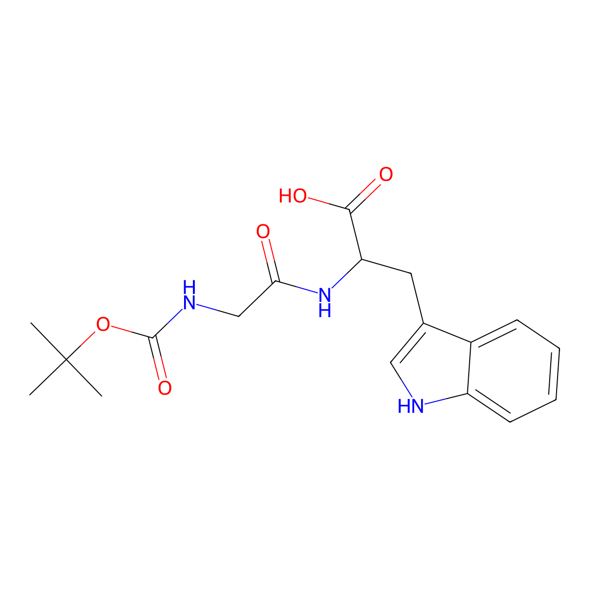 (2S)-2-(2-{[(tert-butoxy)carbonyl]amino}acetamido)-3-(1H-indol-3-yl)propanoic acid molecular structure, CAS 78700-53-5