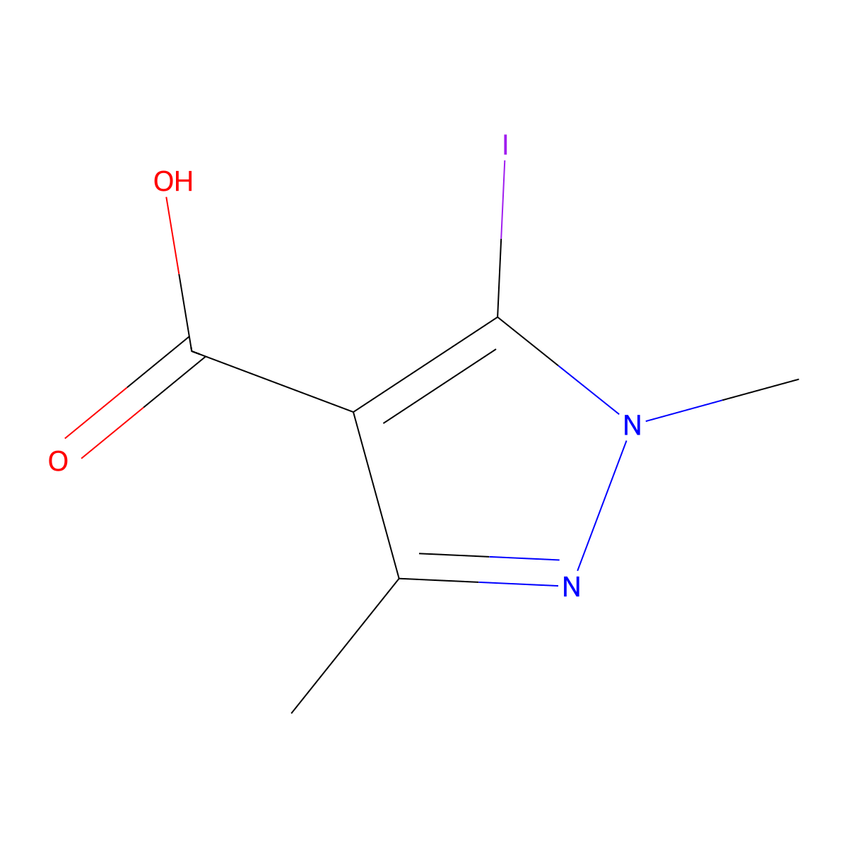 5-iodo-1,3-dimethyl-1H-pyrazole-4-carboxylic acid molecular structure, CAS 78703-59-0