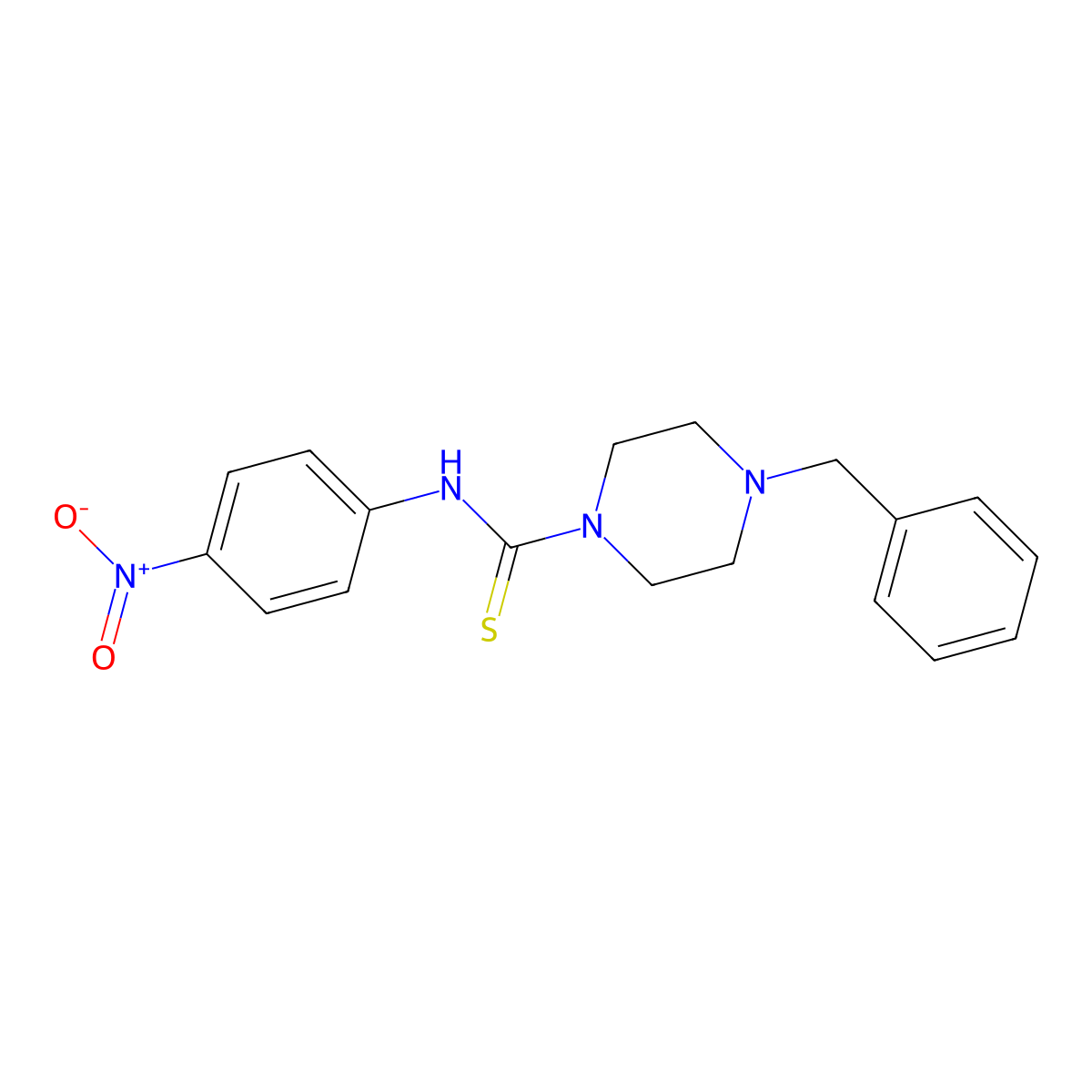 4-benzyl-N-(4-nitrophenyl)piperazine-1-carbothioamide molecular structure, CAS 78721-54-7