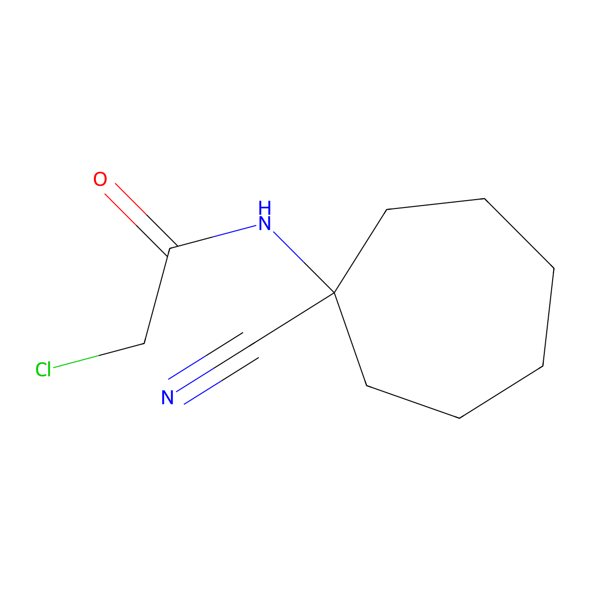 2-chloro-N-(1-cyanocycloheptyl)acetamide molecular structure, CAS 78735-01-0