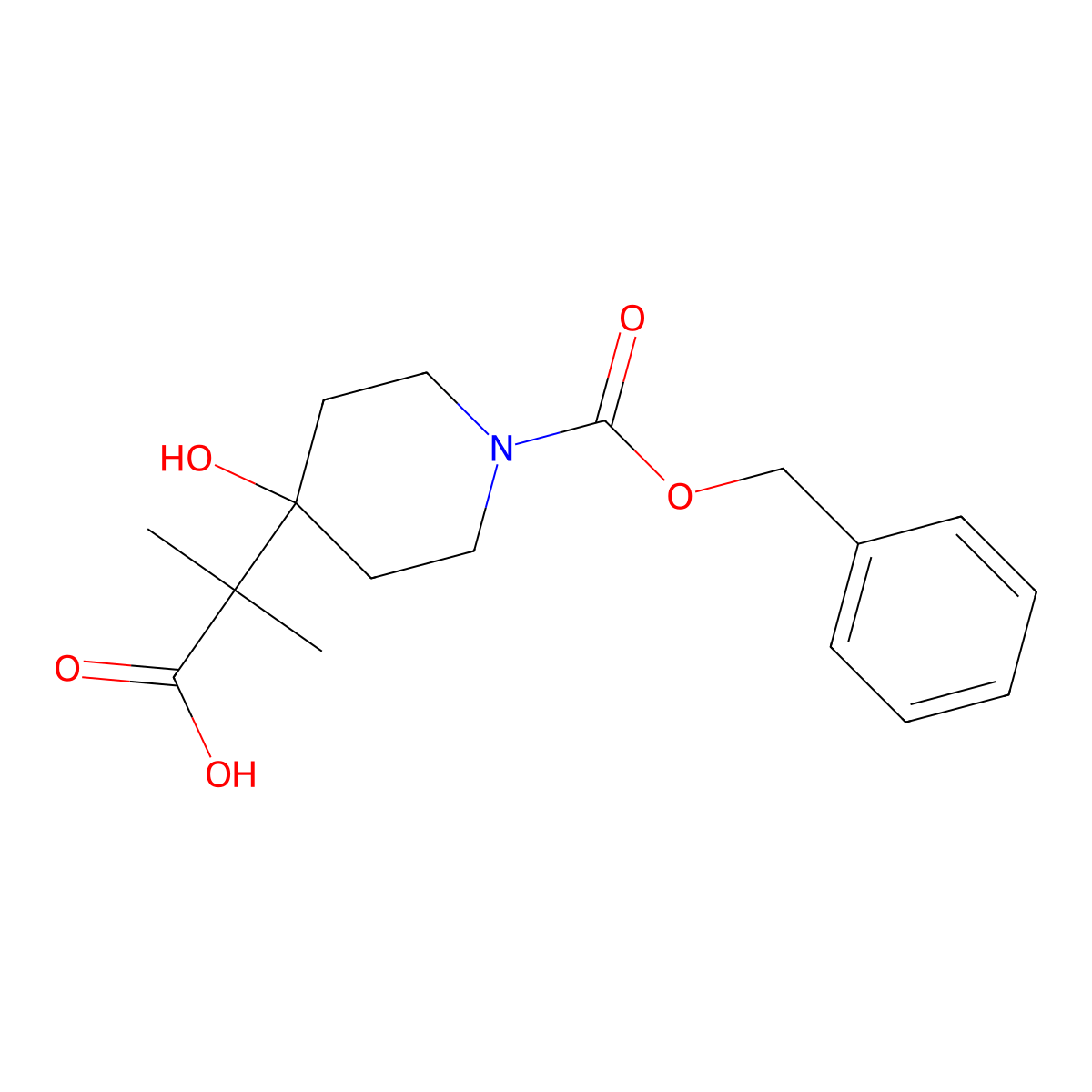 2-{1-[(Benzyloxy)carbonyl]-4-hydroxypiperidin-4-yl}-2-methylpropanoic acid molecular structure, CAS 78741-59-0