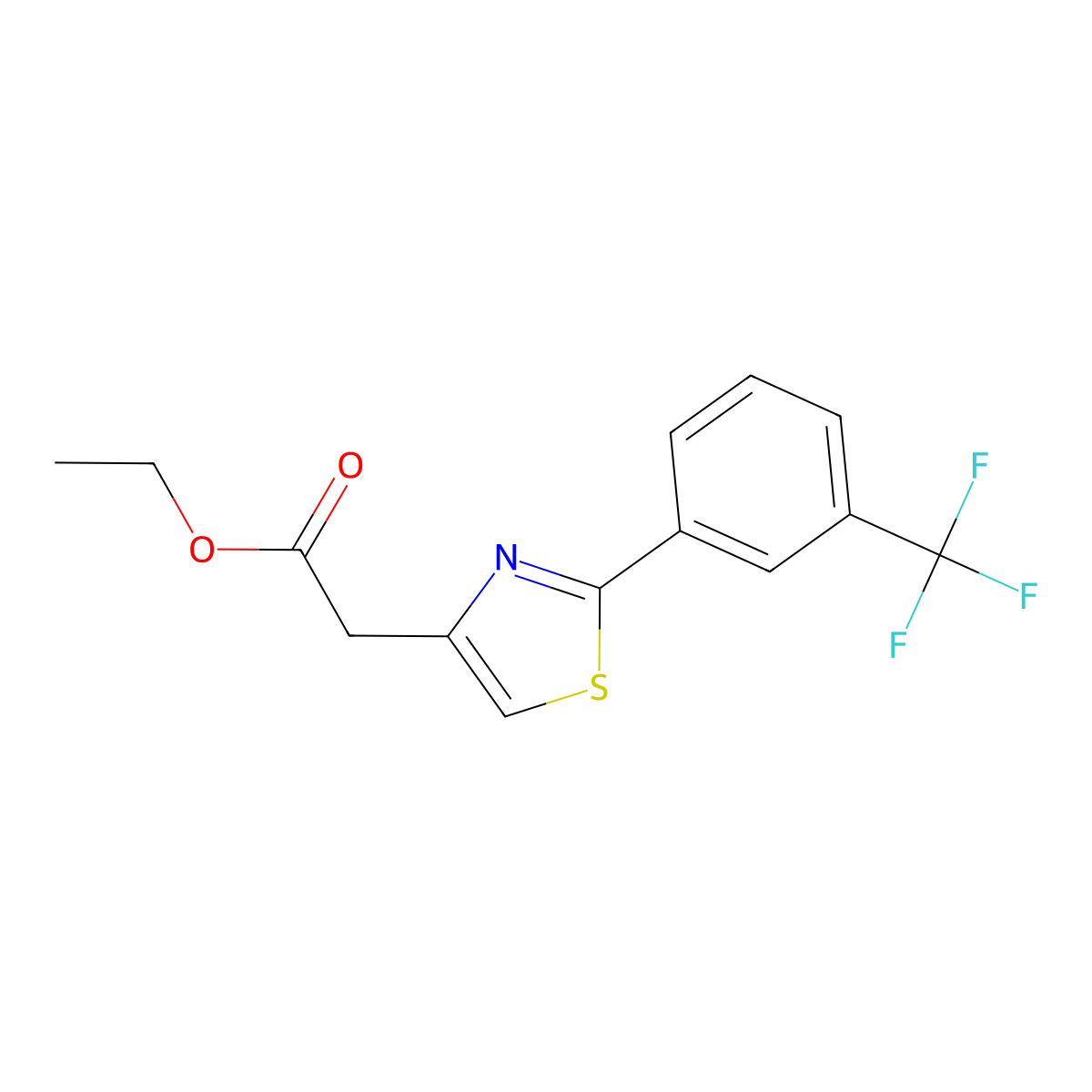 Ethyl 2-(2-(3-(trifluoromethyl)phenyl)thiazol-4-yl)acetate molecular structure, CAS 78743-00-7
