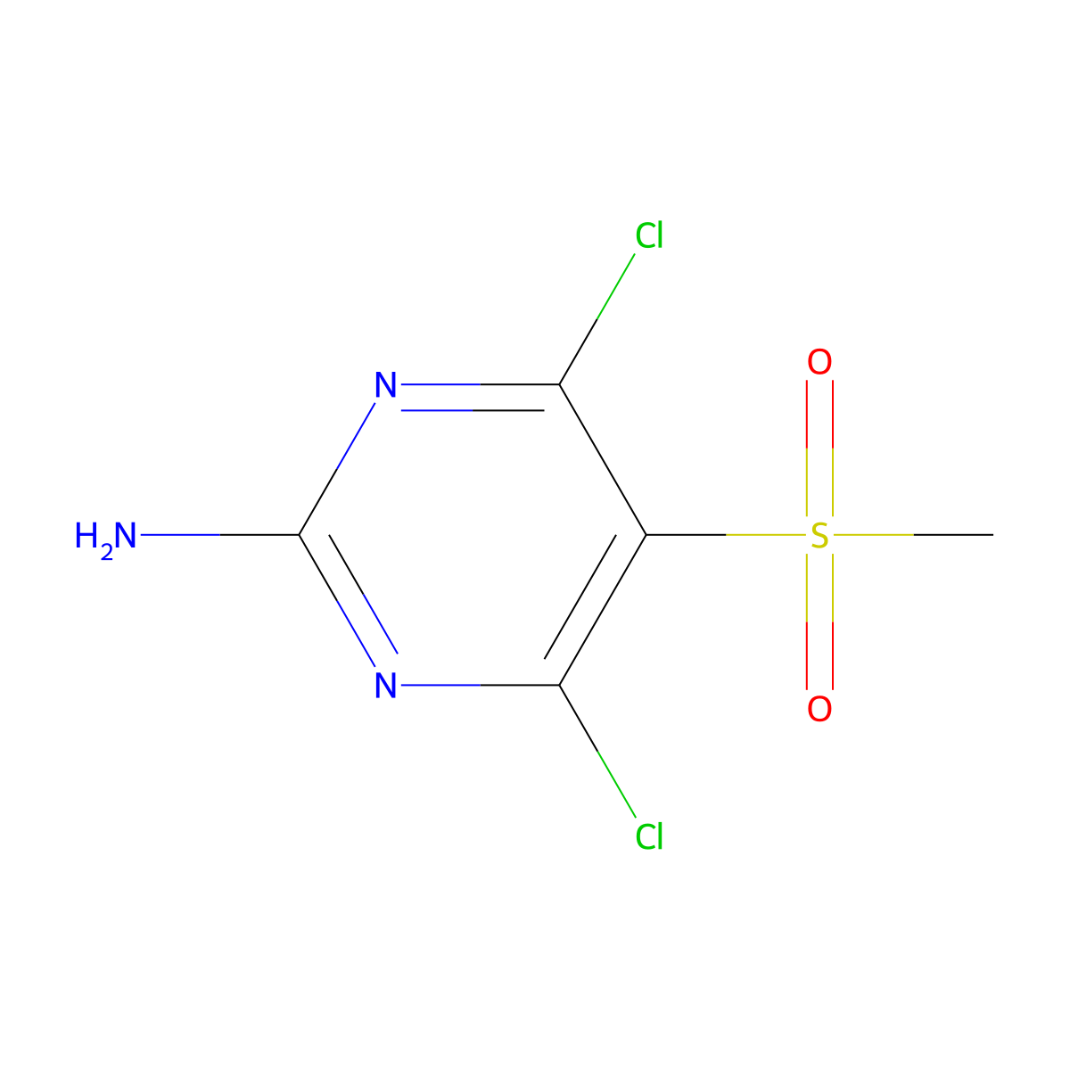 4,6-Dichloro-5-methylsulfonyl-pyrimidin-2-amine molecular structure, CAS 78744-34-0