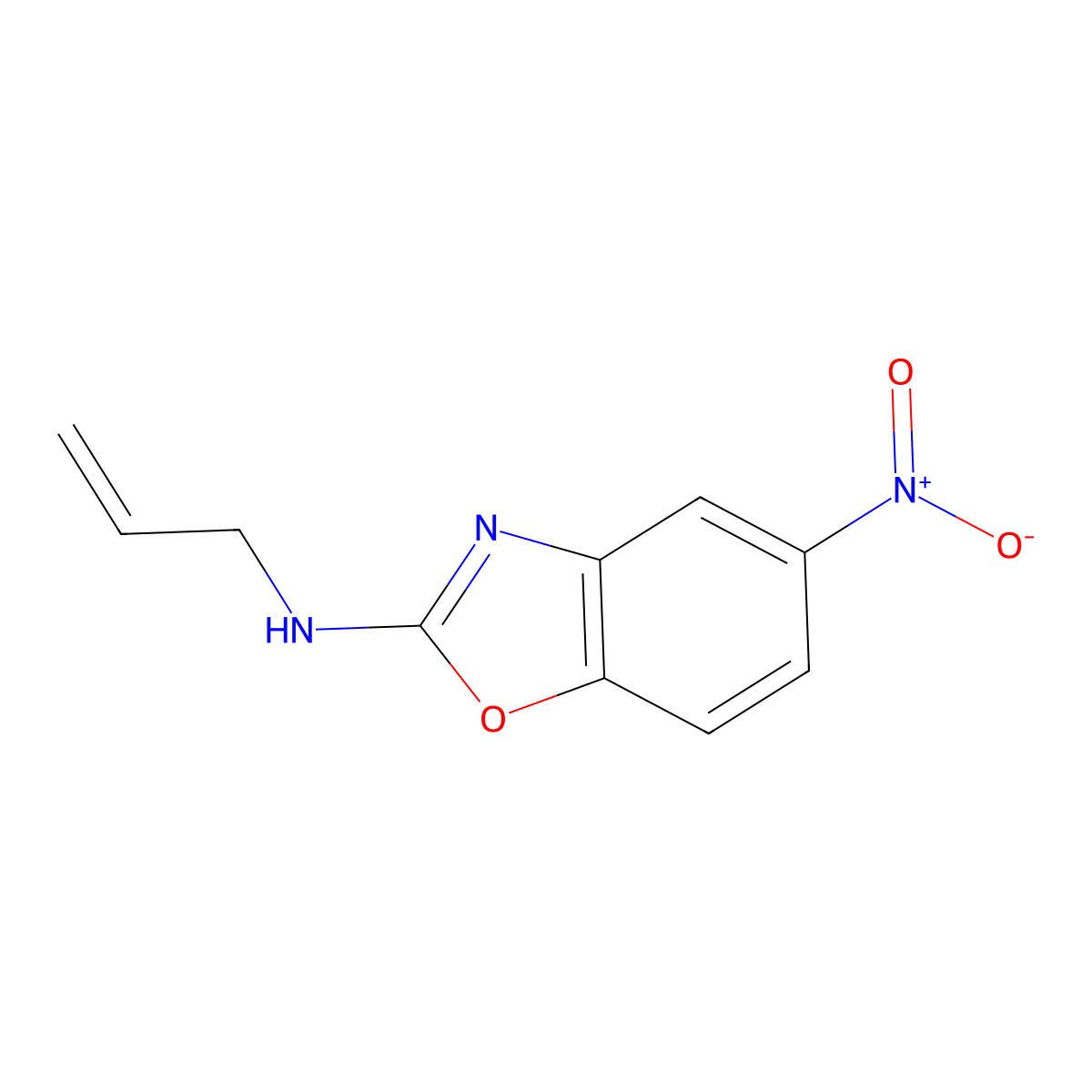 5-nitro-N-prop-2-enyl-1,3-benzoxazol-2-amine molecular structure, CAS 78749-76-5