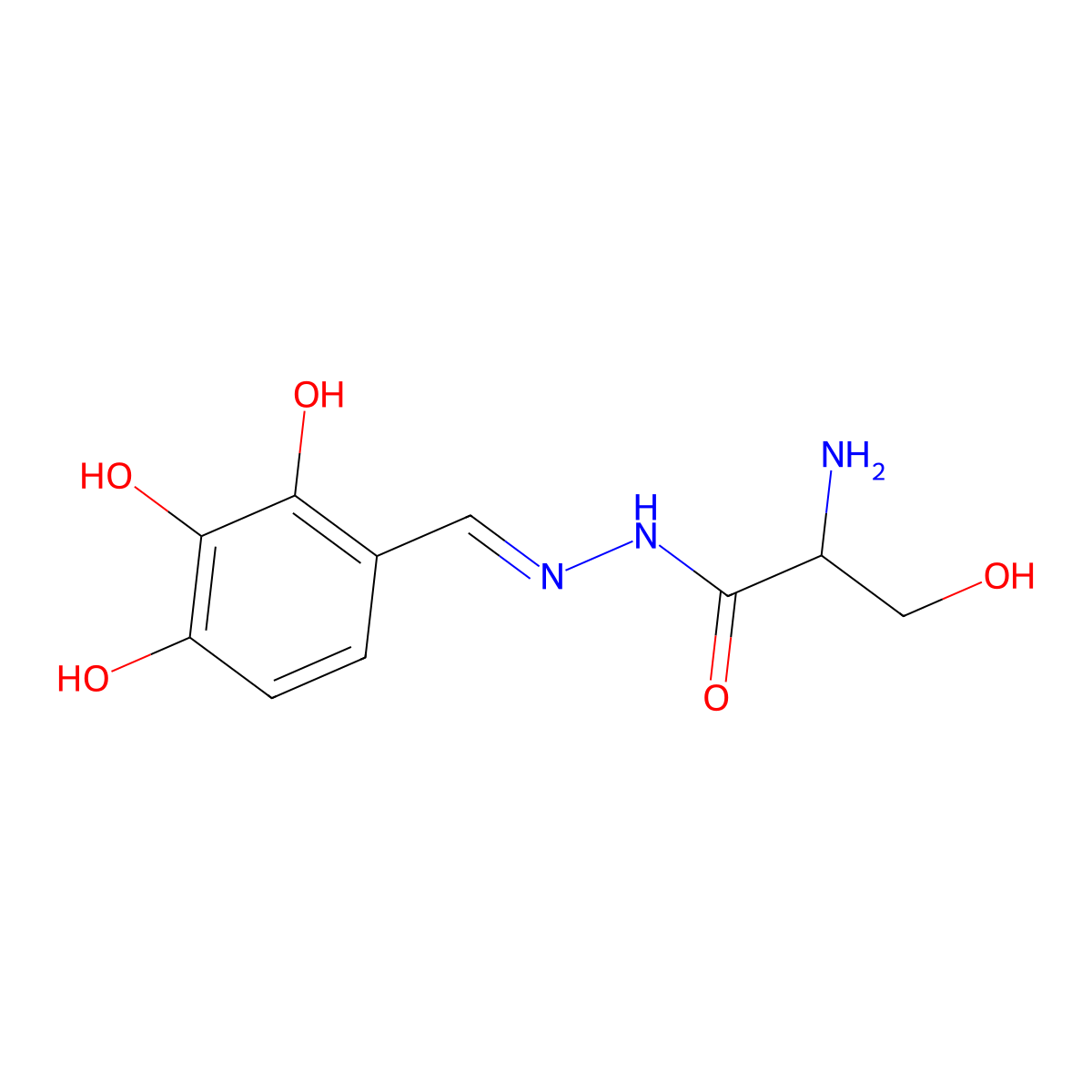 2-Amino-3-hydroxy-N'-(2,3,4-trihydroxybenzylidene)propanehydrazide molecular structure, CAS 787504-88-5