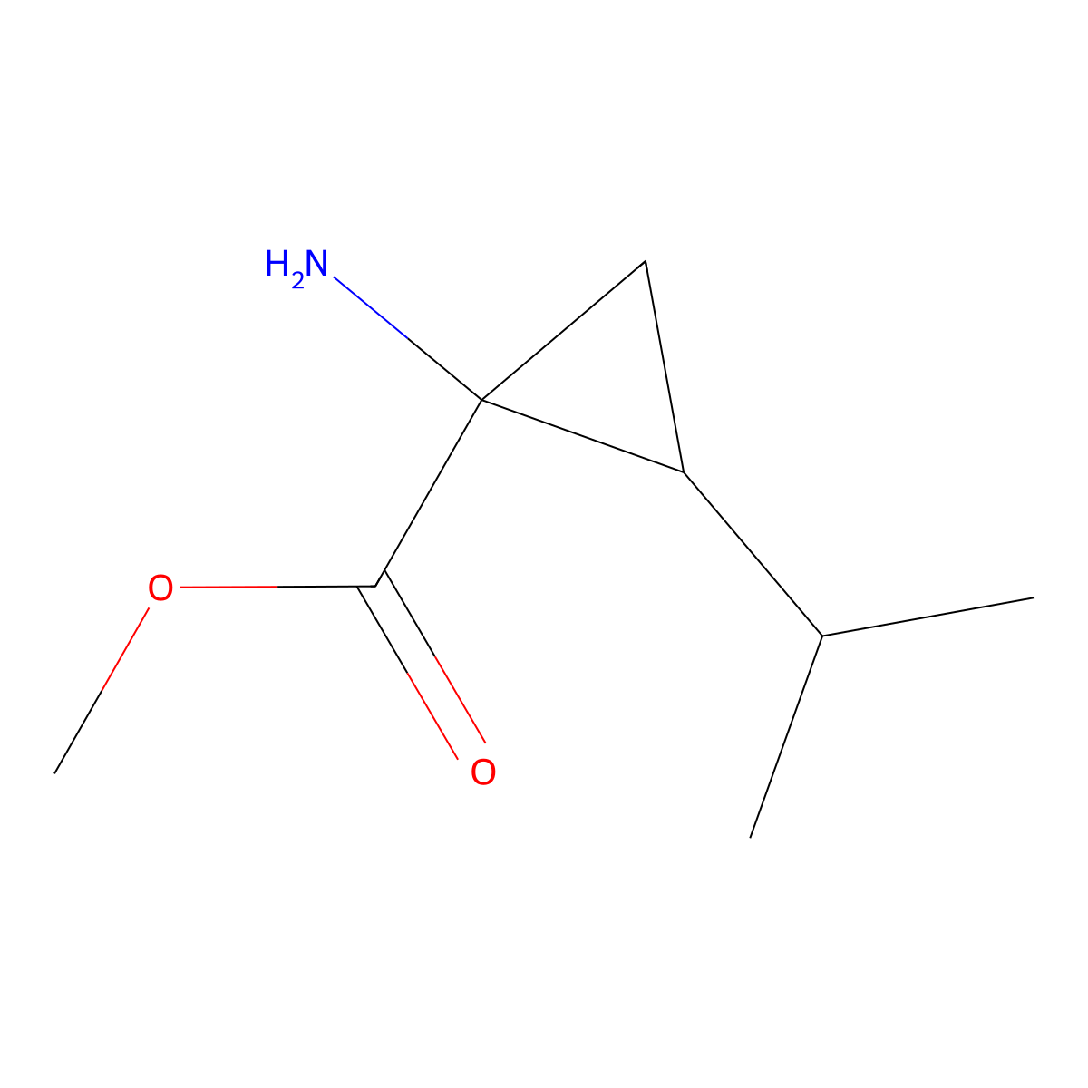 (1S,2S)-Methyl 1-amino-2-isopropylcyclopropanecarboxylate molecular structure, CAS 787522-21-8