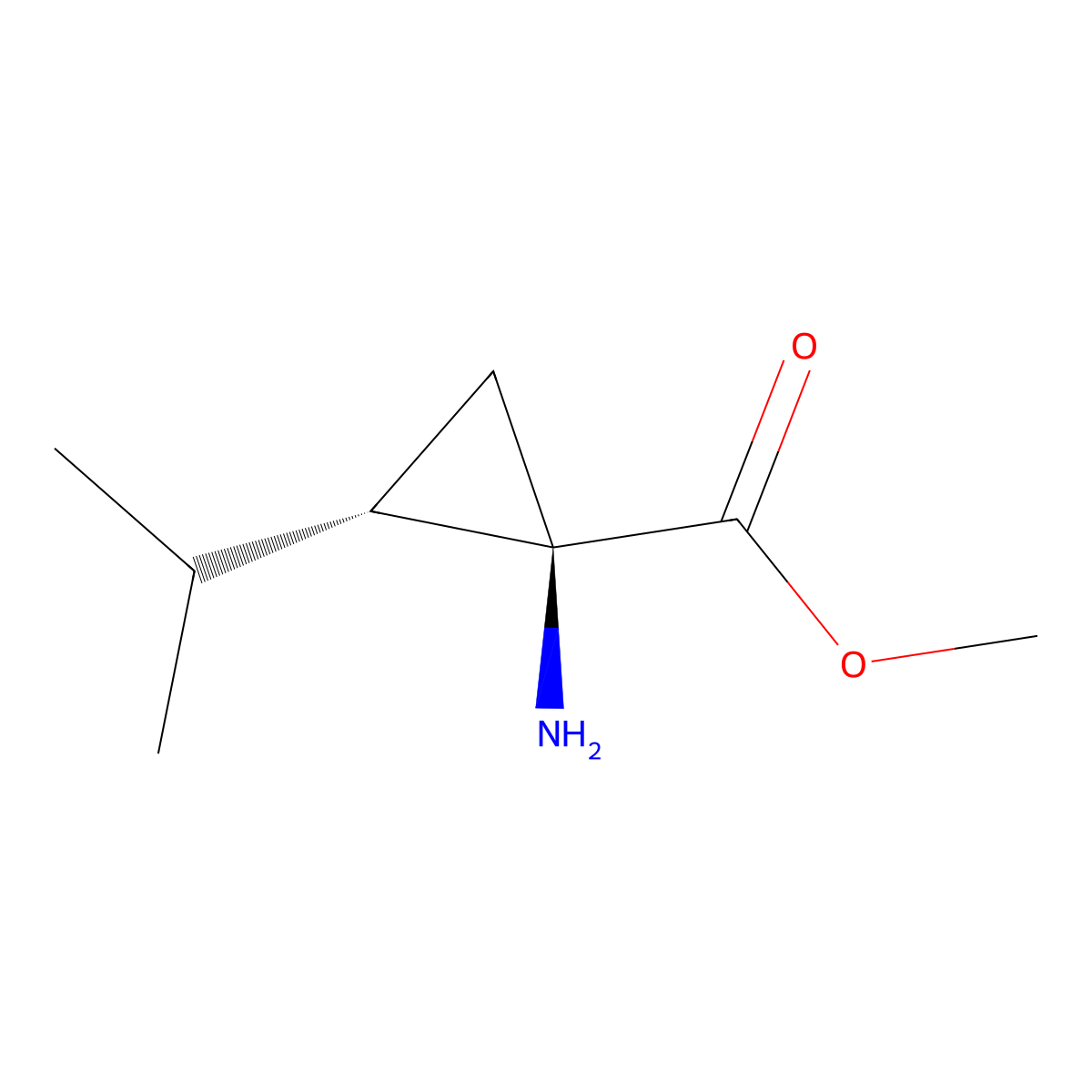 (1S,2S)-Methyl 1-amino-2-isopropylcyclopropanecarboxylate molecular structure, CAS 787522-21-8