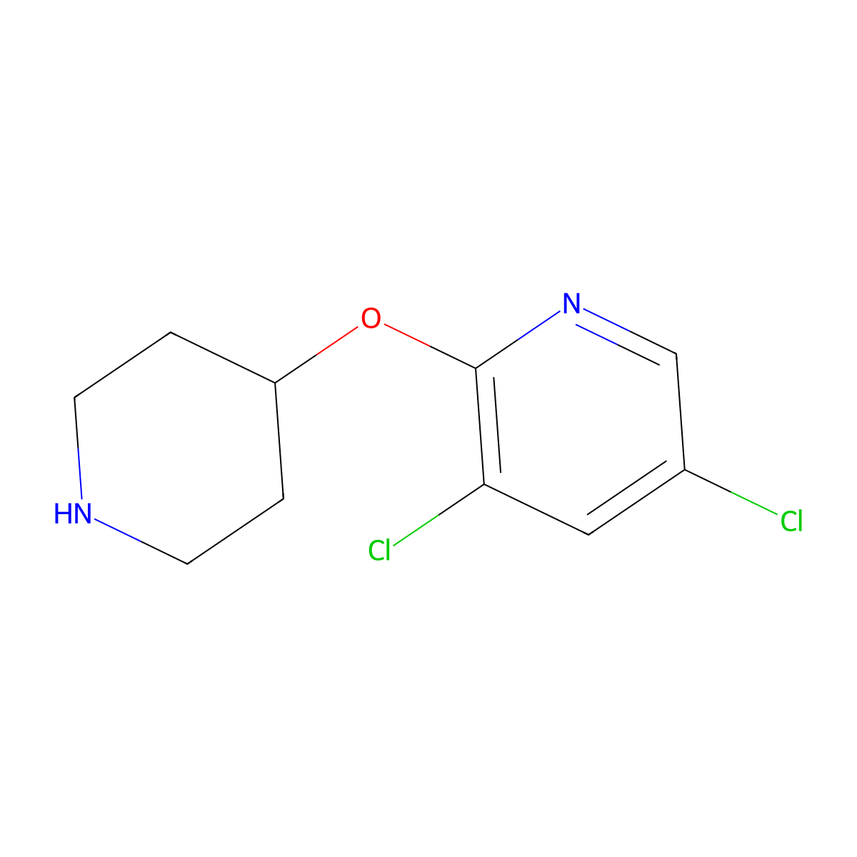 3,5-Dichloro-2-(piperidin-4-yloxy)pyridine molecular structure, CAS 787542-32-9