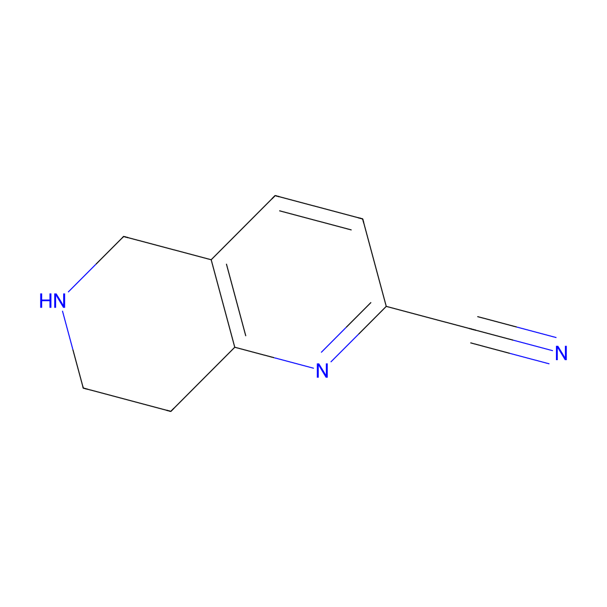 5,6,7,8-Tetrahydro-1,6-naphthyridine-2-carbonitrile molecular structure, CAS 787548-89-4