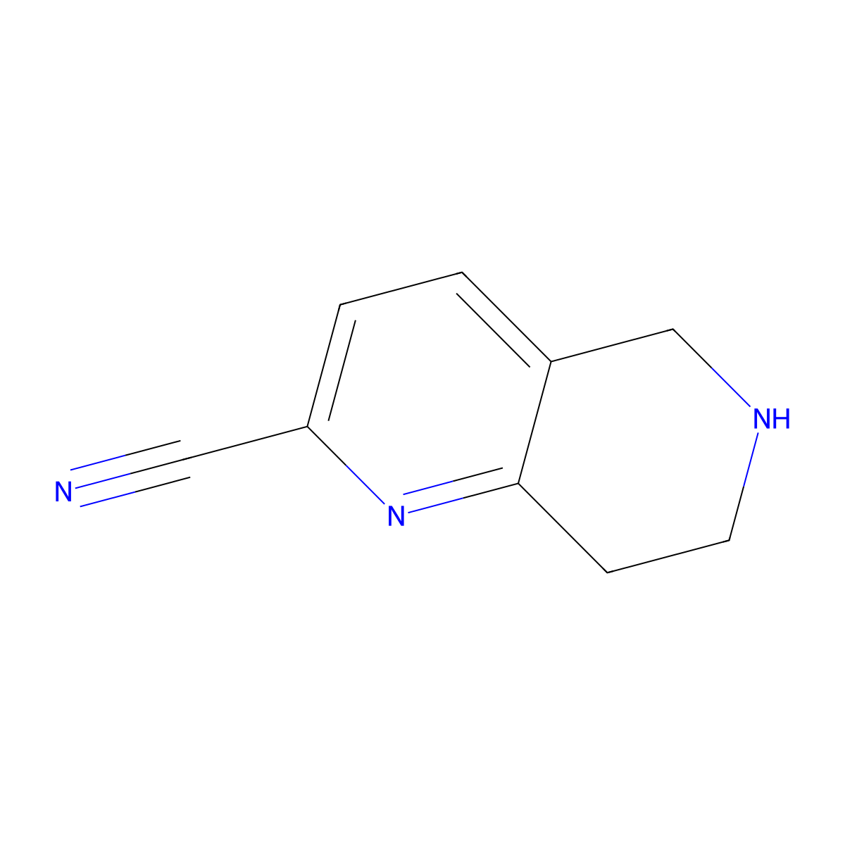 5,6,7,8-Tetrahydro-1,6-naphthyridine-2-carbonitrile molecular structure, CAS 787548-89-4