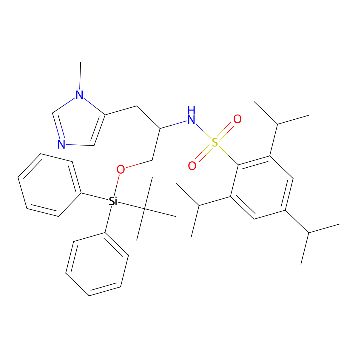 Nalpha-(2,4,6-Triisopropylbenzenesulfonyl)-O-(tert-butyldiphenylsilyl)-pros-methyl-L-histidinol molecular structure, CAS 787554-04-5