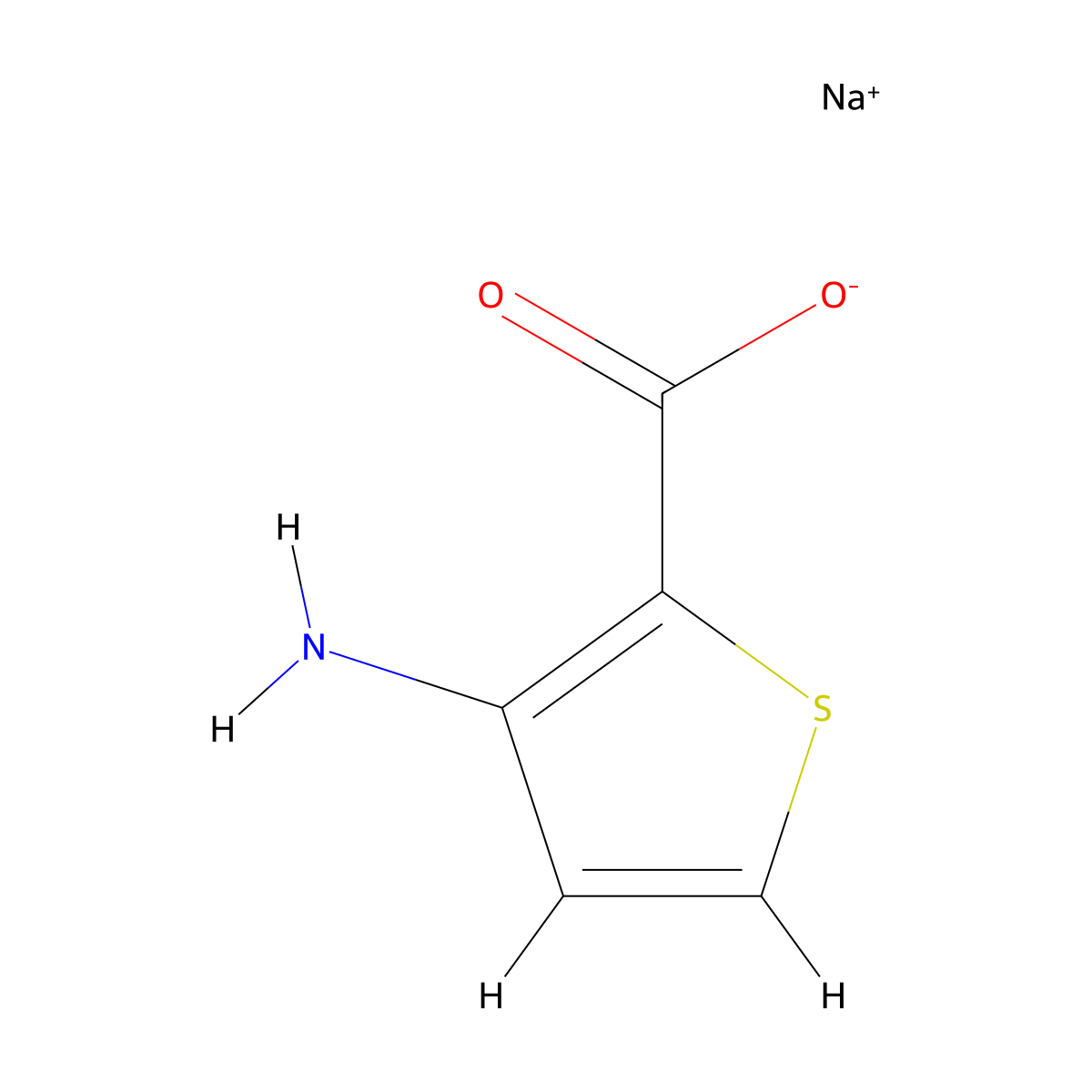 Sodium 3-aminothiophene-2-carboxylate molecular structure, CAS 78756-27-1