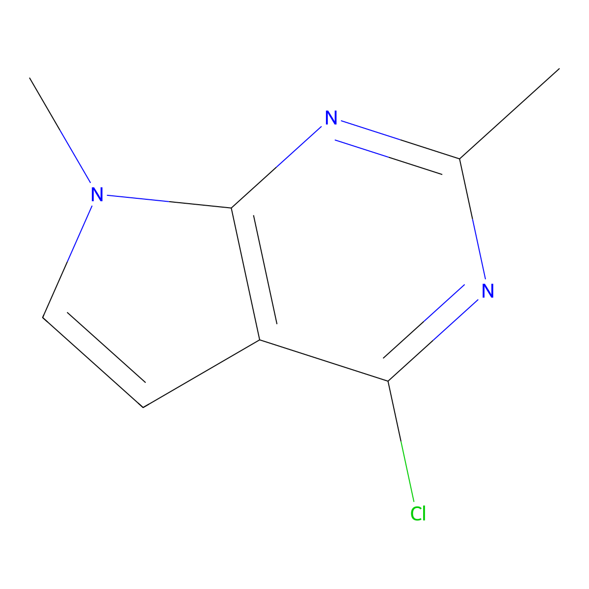 4-chloro-2,7-dimethyl-7H-pyrrolo(2,3-d)pyrimidine molecular structure, CAS 78756-80-6