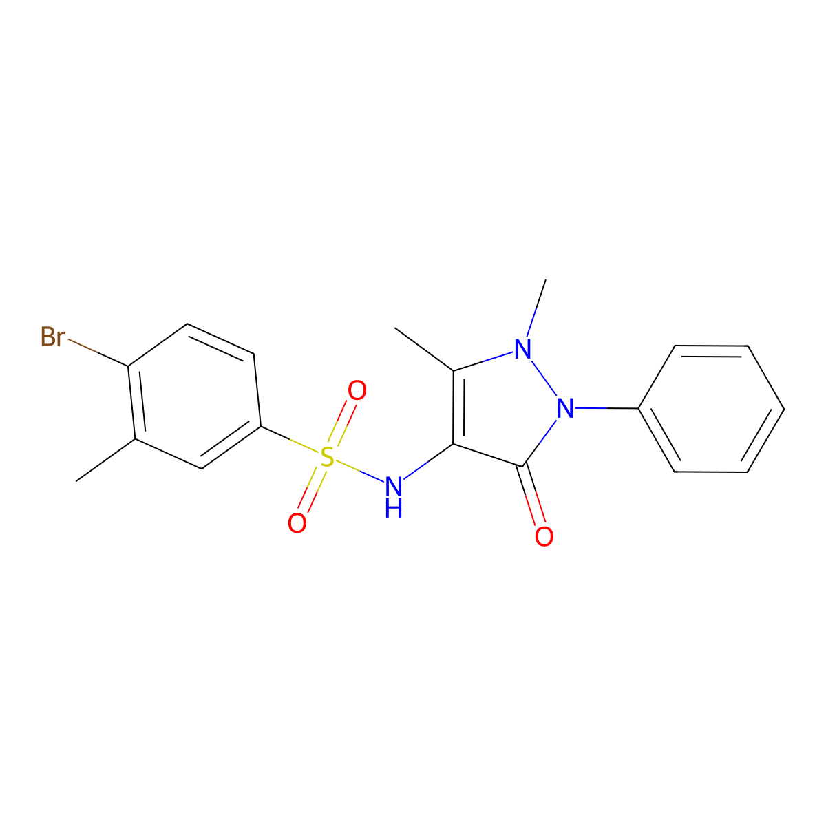 4-bromo-N-(1,5-dimethyl-3-oxo-2-phenyl-2,3-dihydro-1H-pyrazol-4-yl)-3-methylbenzene-1-sulfonamide molecular structure, CAS 787561-12-0
