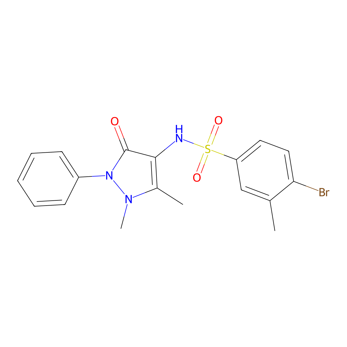 4-bromo-N-(1,5-dimethyl-3-oxo-2-phenyl-2,3-dihydro-1H-pyrazol-4-yl)-3-methylbenzene-1-sulfonamide molecular structure, CAS 787561-12-0