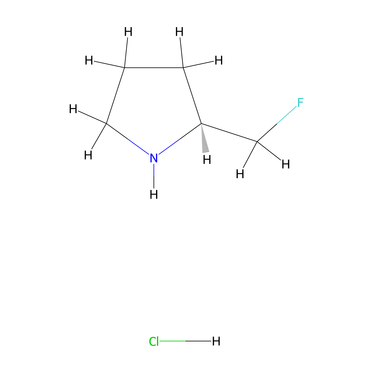 (2S)-2-(fluoromethyl)pyrrolidine hydrochloride molecular structure, CAS 787564-55-0
