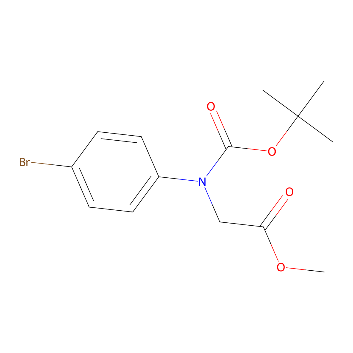Methyl 2-((4-bromophenyl)(tert-butoxycarbonyl)amino)acetate molecular structure, CAS 787576-32-3