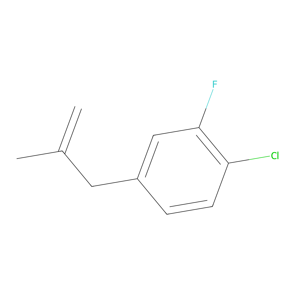 3-(4-Chloro-3-fluorophenyl)-2-methyl-1-propene molecular structure, CAS 787585-34-6