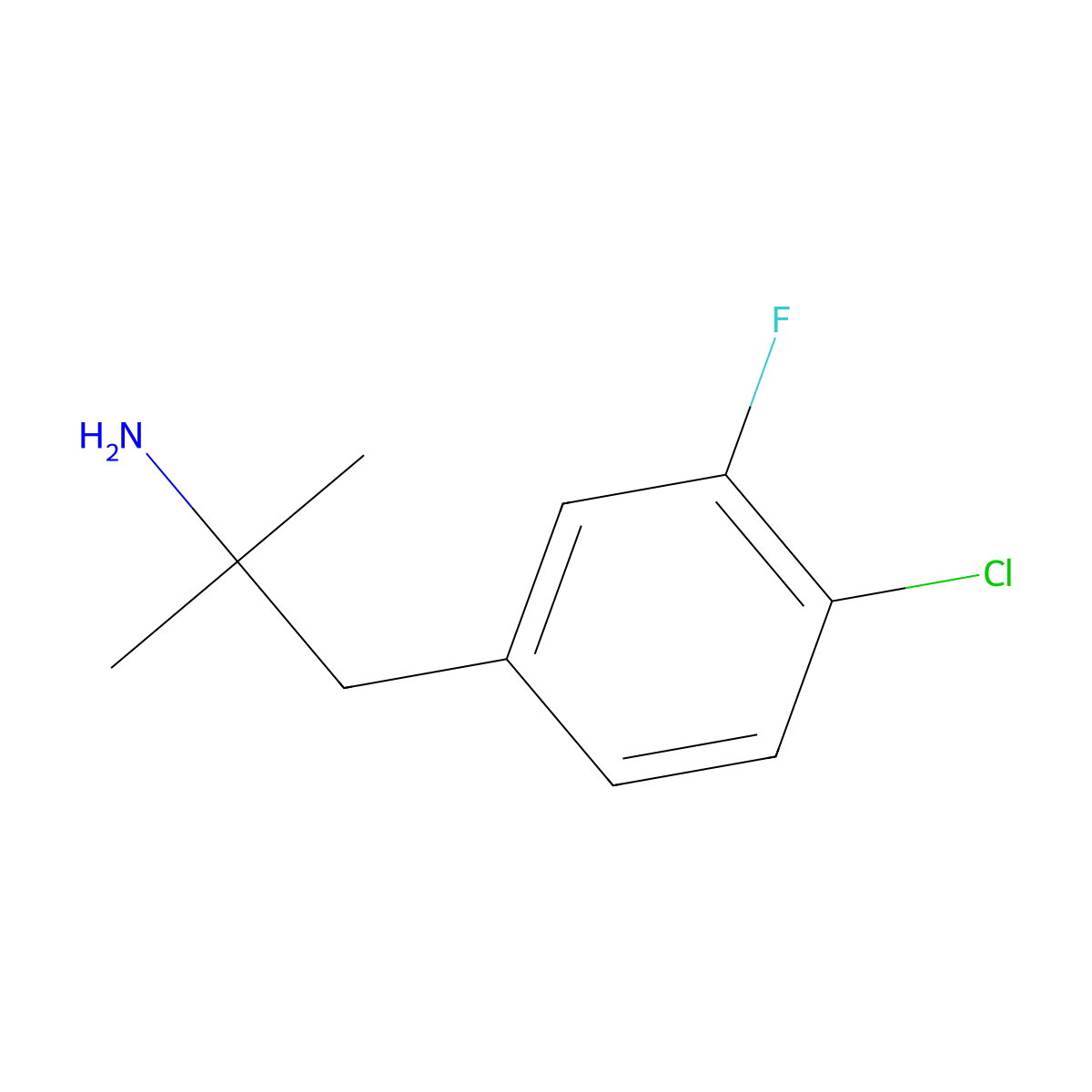 1-(4-Chloro-3-fluorophenyl)-2-methylpropan-2-amine molecular structure, CAS 787585-36-8