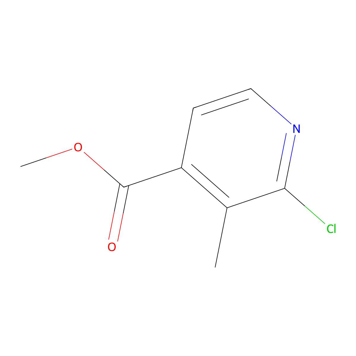 Methyl 2-chloro-3-methylpyridine-4-carboxylate molecular structure, CAS 787596-41-2
