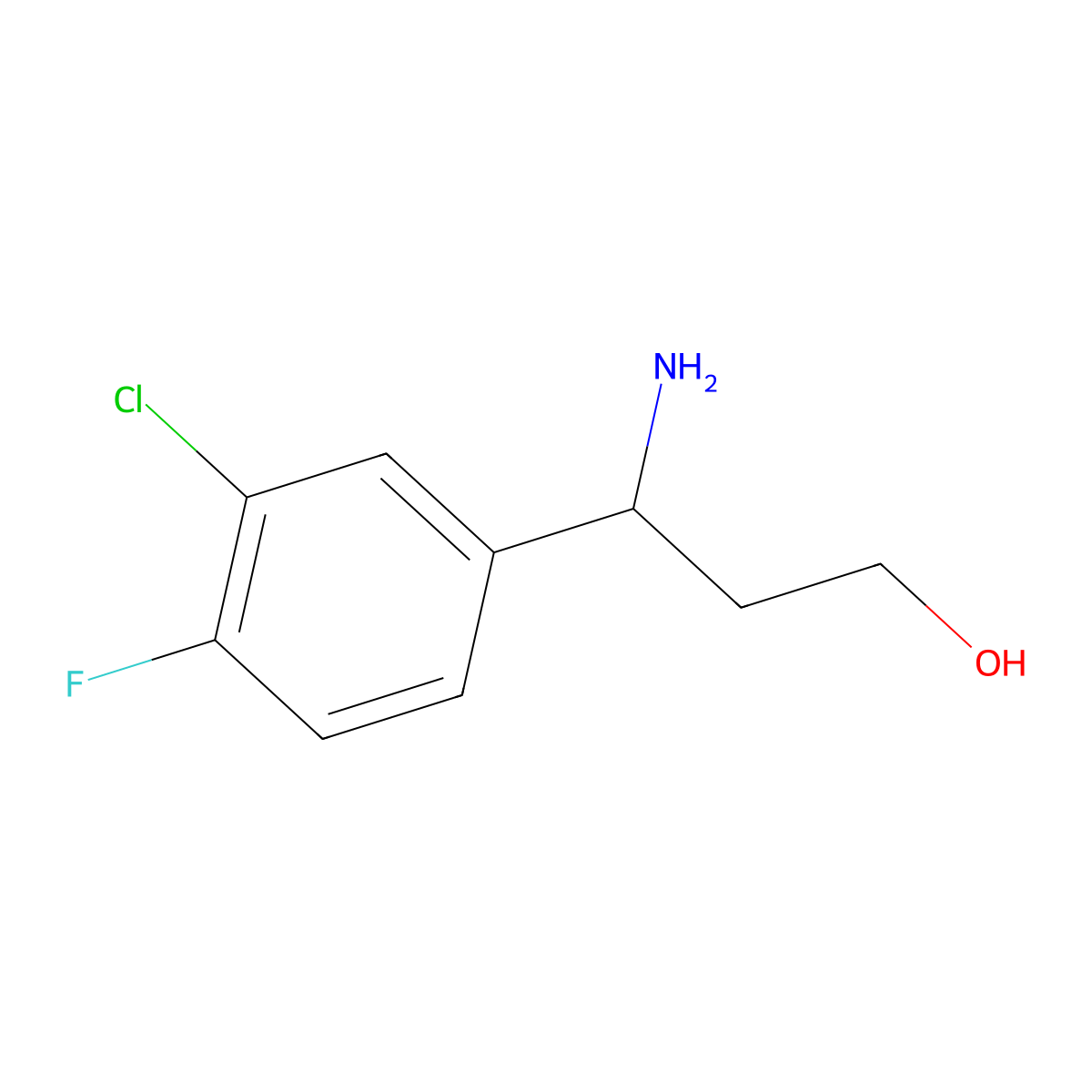 3-Amino-3-(3-chloro-4-fluorophenyl)propan-1-ol molecular structure, CAS 787615-36-5