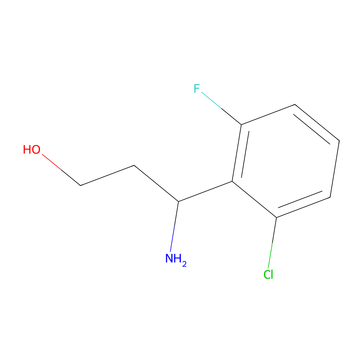 3-Amino-3-(2-chloro-6-fluorophenyl)propan-1-ol molecular structure, CAS 787615-40-1