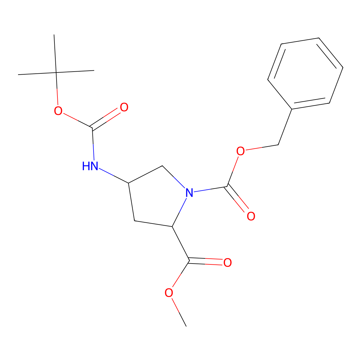 (2R,4R)-1-Benzyl 2-methyl 4-((tert-butoxycarbonyl)amino)pyrrolidine-1,2-dicarboxylate molecular structure, CAS 787615-48-9