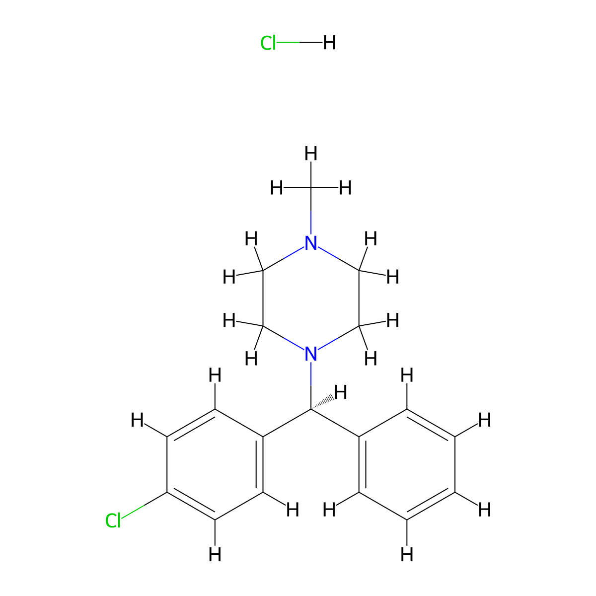 Chlorcyclizine hydrochloride, (S)- molecular structure, CAS 787620-21-7