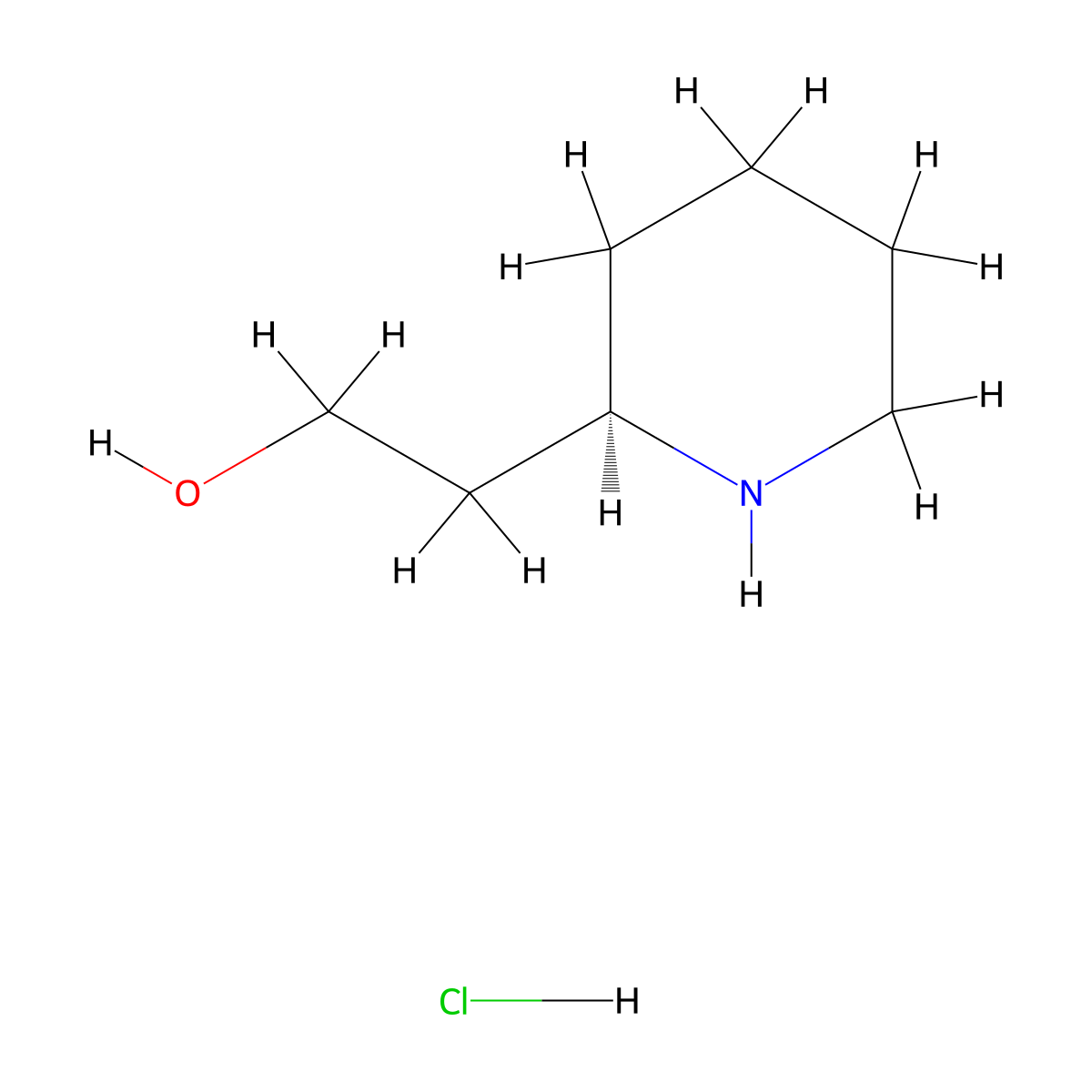 (R)-2-Piperidineethanol hydrochloride molecular structure, CAS 787622-24-6